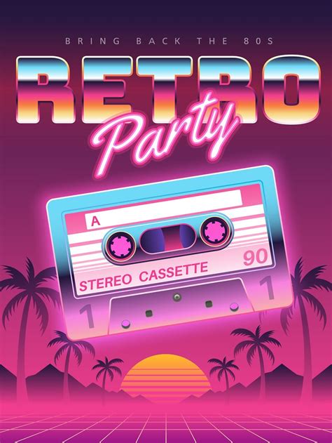 Cassettes poster. Retro disco party 80s, 90s banner, vintage audio cas By YummyBuum | TheHungryJPEG