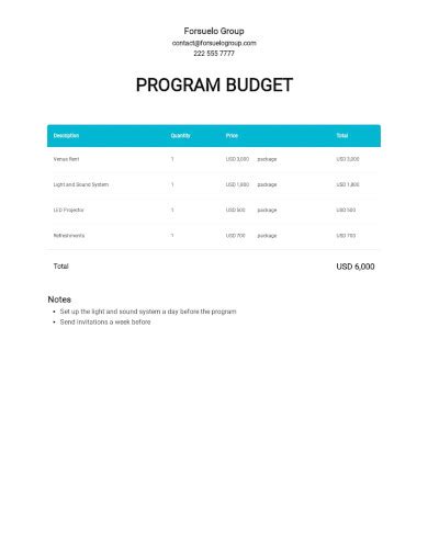 Program Budget - 10+ Examples, How to Make, Format, PDF