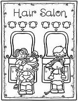 Hair Salon Matching Flashcards And Coloring  sketch template