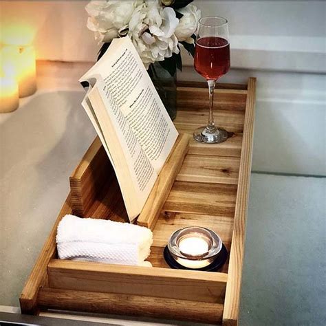 Handmade Wooden Bath Tray with iPad Stand | Gadgetsin