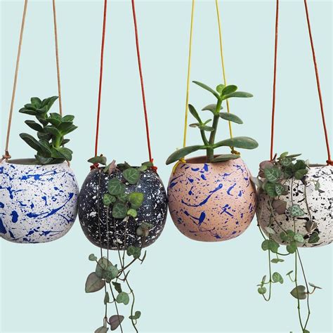 Home Décor SMALL HANGING PLANTER rustic ceramic hanging planter ready ...