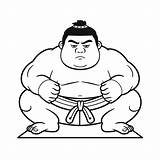Easy Coloring Sumo Wrestling Action  Page sketch template