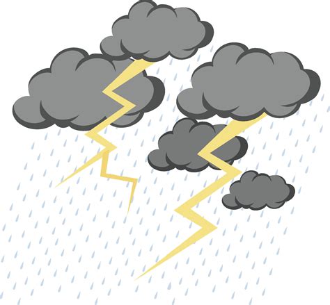 Cloud with rain and thunder on white background 2353915 Vector Art at ...