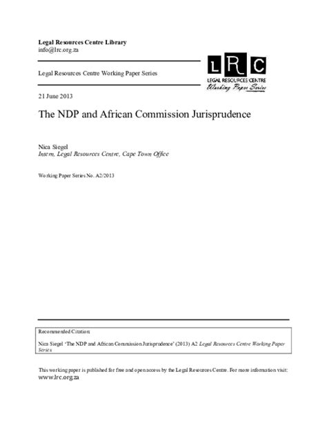 (PDF) The South African National Development Plan and African Commission Jurisprudence (Legal ...