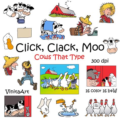 Click Clack Moo Cows That Type Storybook Clip Art Digital - Etsy | Book ...