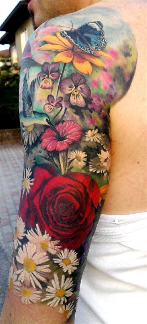 Colorful Flowers Tattoo Sleeve - Matteo Pasqualin http://tattoosflower.com/colorful-flowers-ta ...