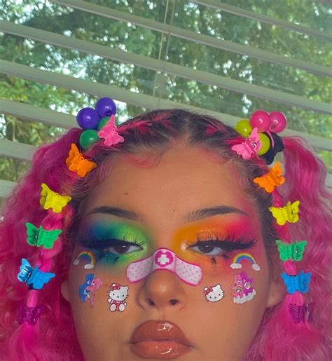 @babyleska: “ 💗🧸🍭🌈Kidcore🌈🍭🧸💗 did a kidcore aesthetic makeup look with the amazing @stenss 🥺💗 ...