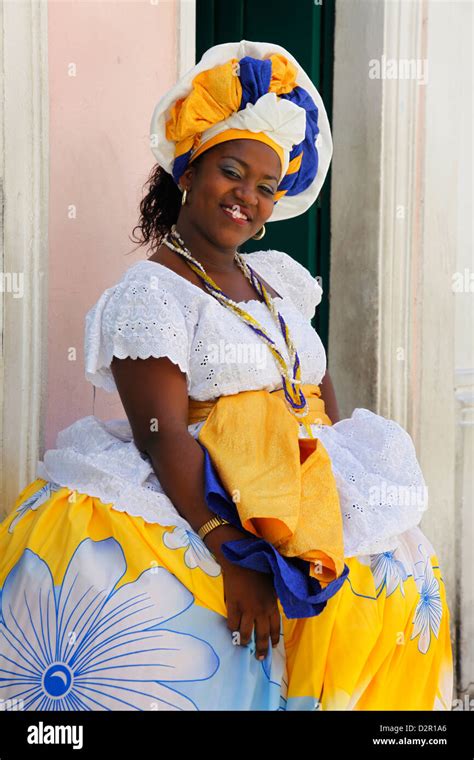 Brazilian Woman Of African Descent Wearing Traditional Baiana Costume In Salvador Brazil Stock ...