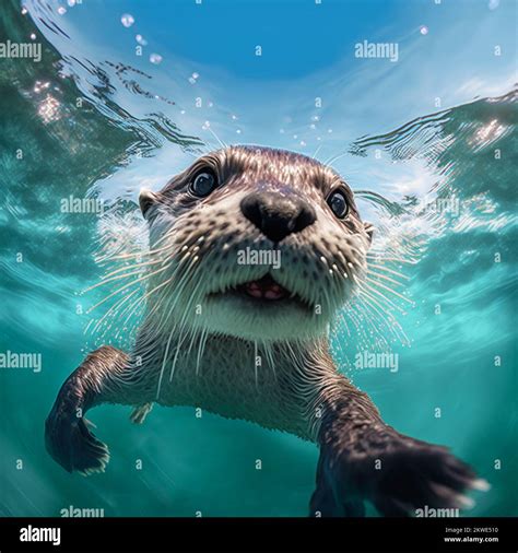 River Otter Swimming Drawing