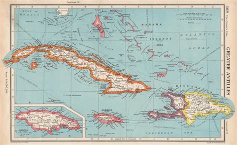 GREATER ANTILLES.Cuba Hispaniola Jamaica Bahamas.Haiti Dominican Rep. 1952 map