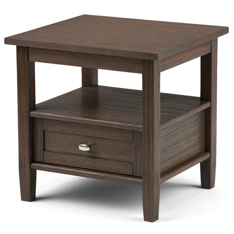 Brooklyn + Max Lexington Solid Wood 20 inch Wide Rectangle Rustic End Side Table in Farmhouse ...