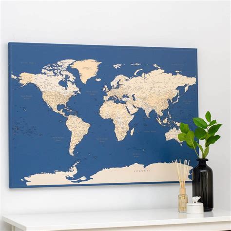 World Push Pin Map - Dark blue (Detailed) - Push Pin Travel Maps | Push pin world map, Travel ...