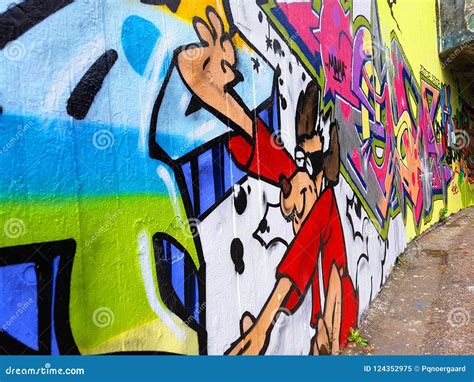 Colorful Graffiti on Concrete Wall Editorial Image - Image of happy ...