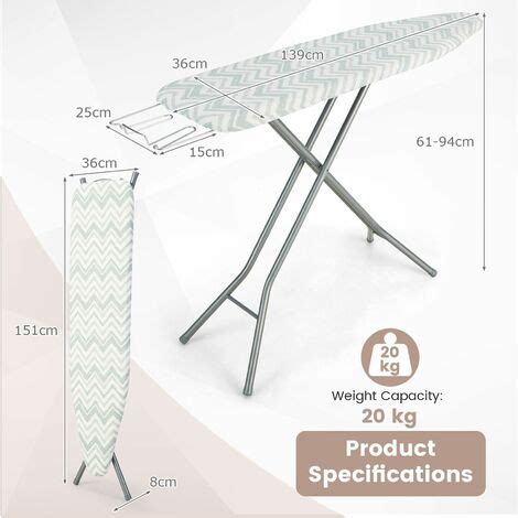 Foldable Ironing Board W/ Extra Ironing Board Cover Height Adjustable Iron Table