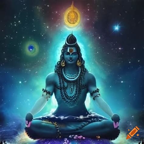 Depiction of lord shiva in cosmic meditation on Craiyon