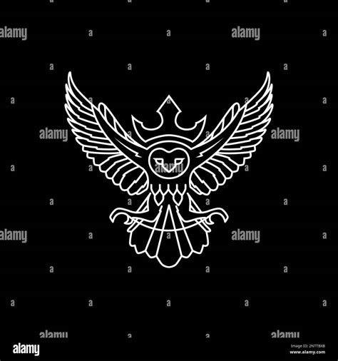 animal nocturnal flying barn owl hunting pounce crown dark night minimalist modern logo design ...