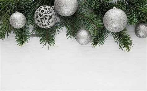 Silvery Christmas Balls, White Wooden Background, Silver Glittering Balls, Christmas Frame, HD ...