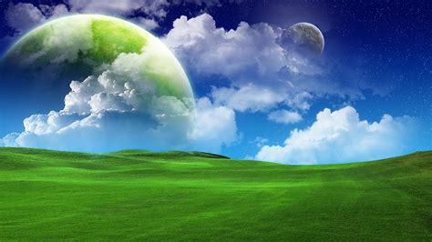 🔥 Download Green Sky Blue Clouds Summer Wallpaper Background Full HD ...