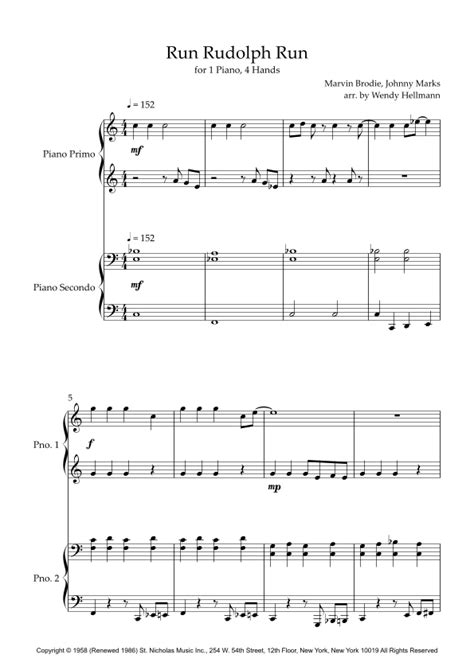 Run Rudolph Run Sheet Music | Justin Moore | Piano Duet