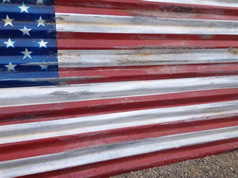 Large Rustic American Flag Corrugated Metal American Flag 6 - Etsy | Rustic american flag, Metal ...