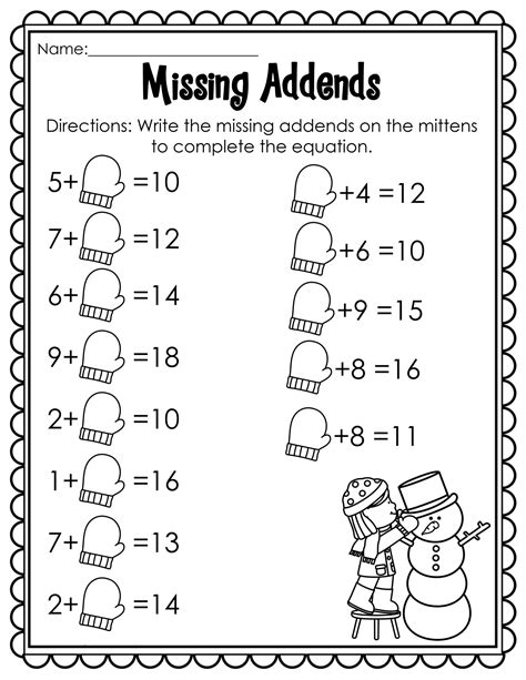 Images Of Winter Math Worksheets