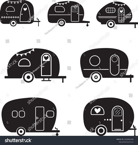 Camper Trailer Icon Camper Silhouette Isolated Stock Vector (Royalty ...