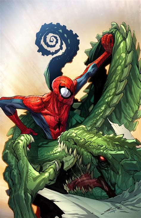 Spiderman vs Lizard colored by Sandoval-Art on DeviantArt