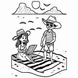 Lily Benjamins Cowboy Beach Picnic Coloring Page · Creative Fabrica sketch template