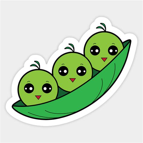 Cute Cartoon Three Peas in a Pod - Peapod - Sticker | TeePublic