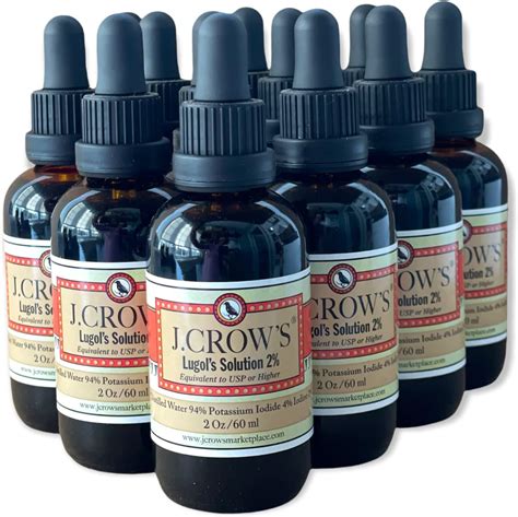 J.CROW'S Lugol's Solution of Iodine 2% 2 oz Professional Pack (12 Bottles) : Amazon.com.au: Pet ...