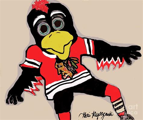 Chicago Blackhawks Tommy Hawk Mascot Mixed Media by Geraldine Myszenski