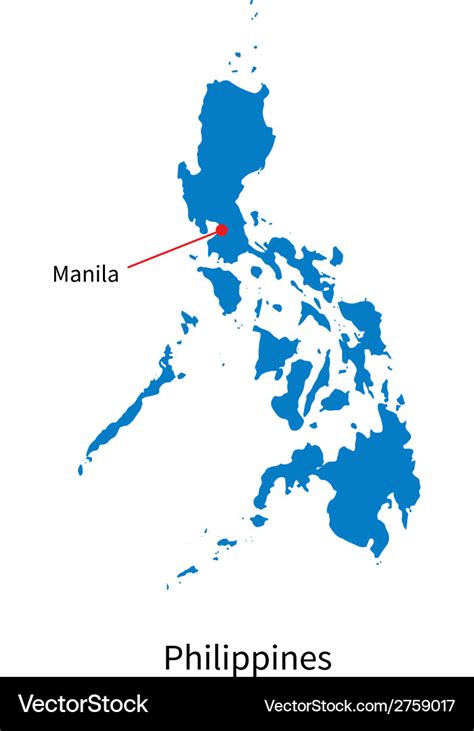 Detailed map of philippines and capital city Vector Image