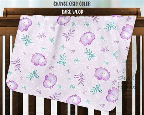 Dye sublimation fleece baby blanket on crib mockup template | Etsy