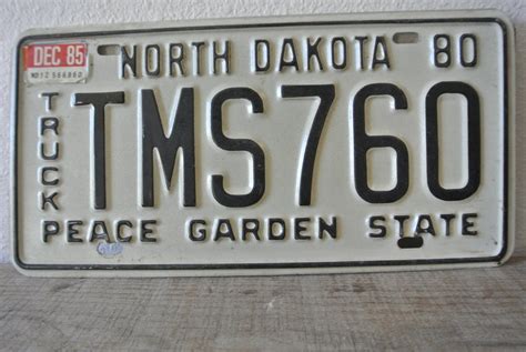 Vintage License Plate North Dakota License Plate White