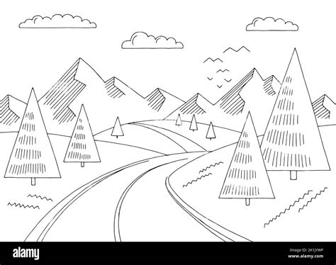 Mountain Road Billboard Graphic Black White Landscape - vrogue.co