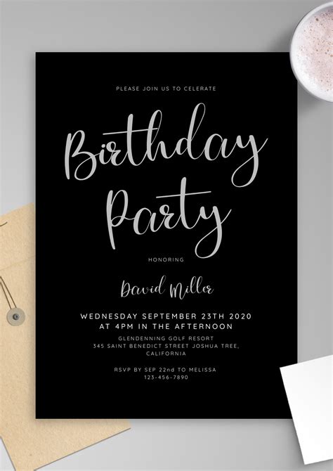 black and white free printable birthday invitations templates - free ...