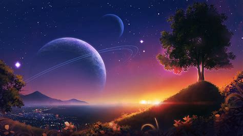 landscape, planets, stars, space, art, 4k HD Wallpaper