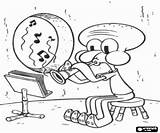 Squidward Tentacles And The clarinet coloring Page Printable Game sketch template