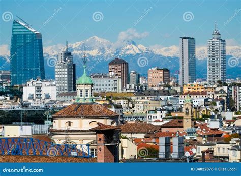 Milan cityscape stock photo. Image of mountains, skyline - 34822876