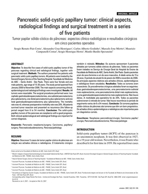 (PDF) Pancreatic solid-cystic papillary tumor: clinical aspects ...