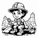 Cartoon miner Black And White Vector Illustration For Coloring Book  sketch template