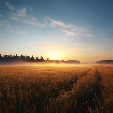 Premium Photo | Dawn's Embrace A Minimalist Meadow at Sunrise