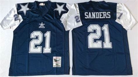 nfl dallas cowboys 21 Sanders blue throwback jersey