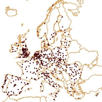 European map of mean annual rainfall (mm) calculated based on e-obs ...