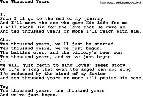 Ten Thousand Years - Apostolic and Pentecostal Hymns and Songs lyrics, and PDF