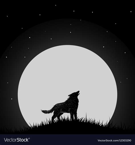 Wolf howling at the moon Royalty Free Vector Image