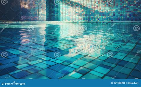 Photo of Blue Swimming Pool Tiles with Sun Ray Stock Illustration ...