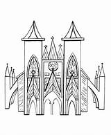 Medieval Churches Coloring Page Gothic Cathedral  sketch template