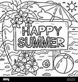 Happy Summer Coloring Page For Kids Stock Vector Image & Art  Alamy sketch template