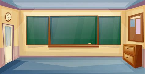 School Classroom Interior with desk and board. Lesson. Empty University room.Vector cartoon ...